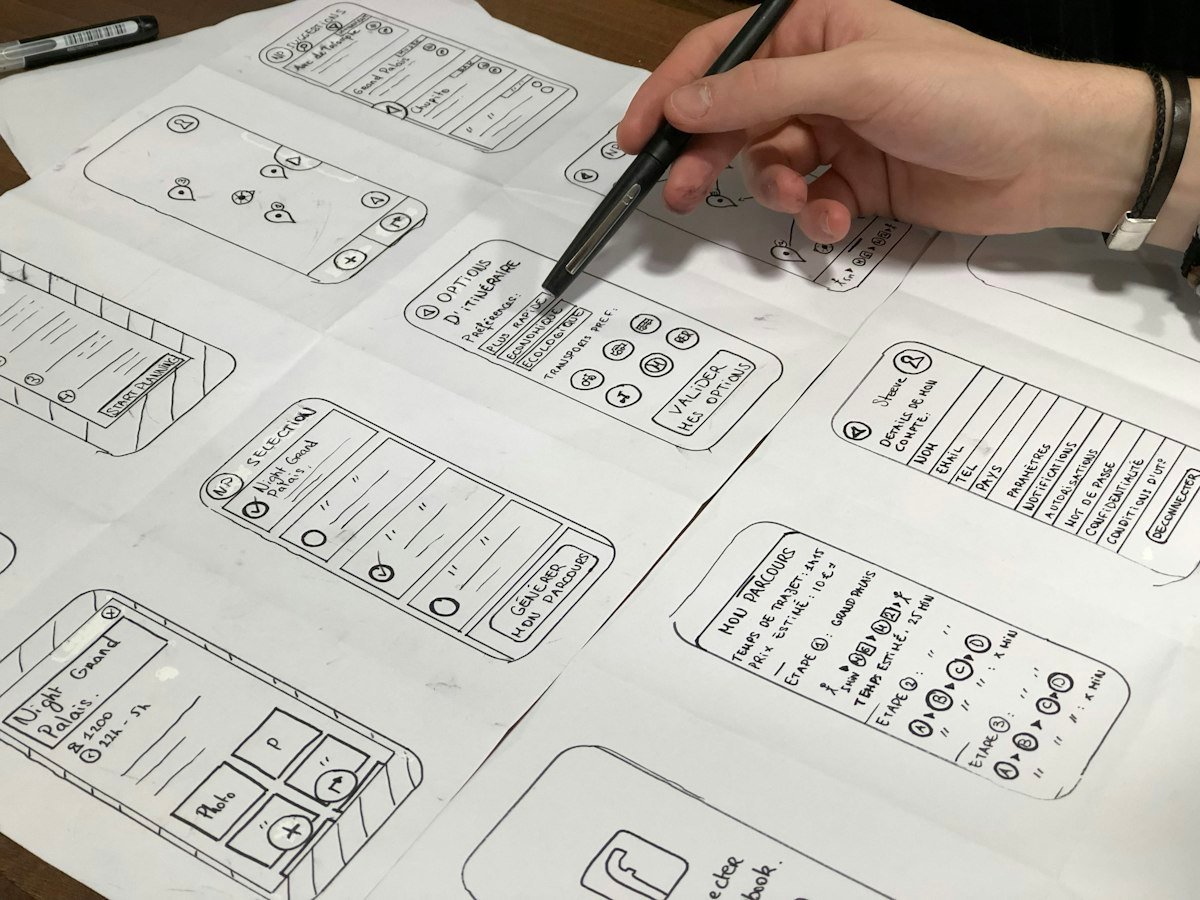 UI/UX wireframes and design system work